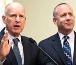 Jerry Brown and Sen. Darrell Steinberg at 2013 budget signing